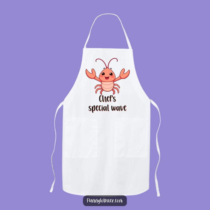 Funny Happy Lobster Wave Apron - Kitchen Humor & Enthusiastic Chef Gift