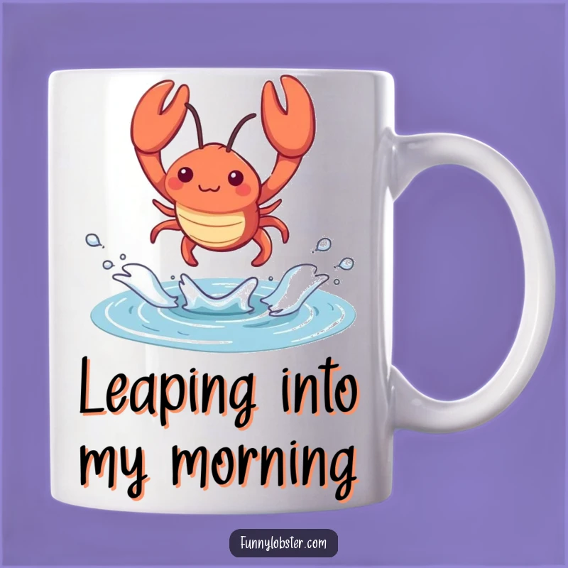 Funny Kawaii Lobster Splash Mug: Energetic Crustacean Fun, Perfect Humorous Gift