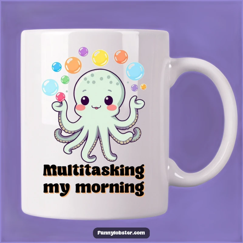 Funny Kawaii Octopus Juggling Mug: Bubble Fun, Playful Gift Idea
