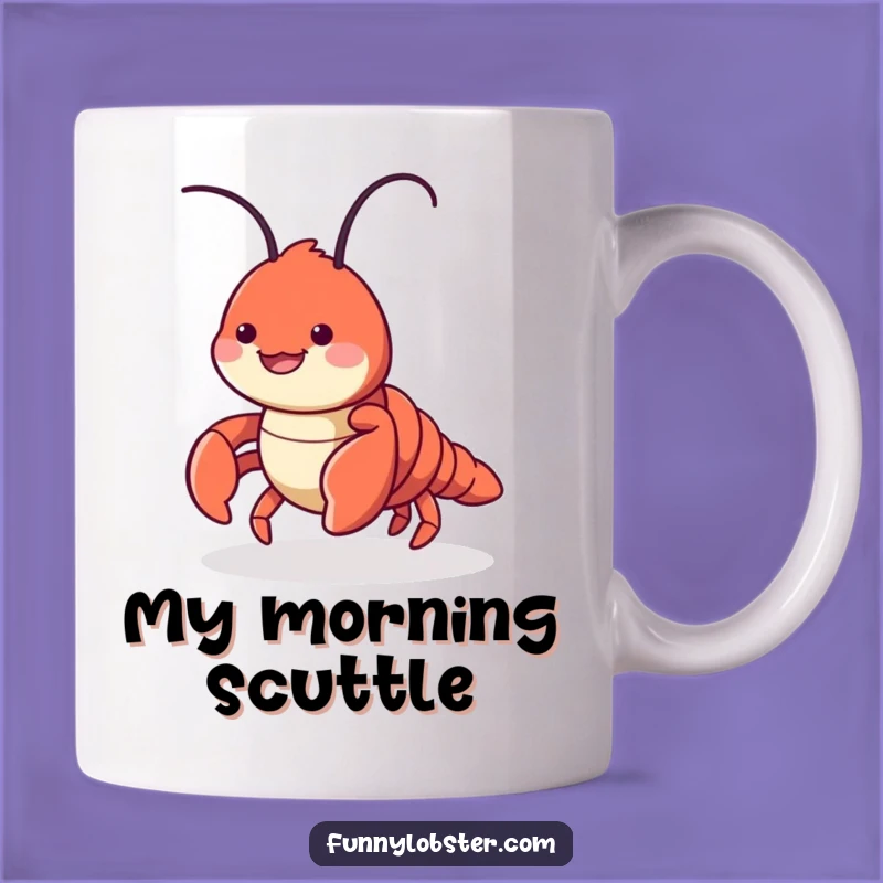 Funny Scuttling Lobster Mug - Playful Crustacean Humor & Gift