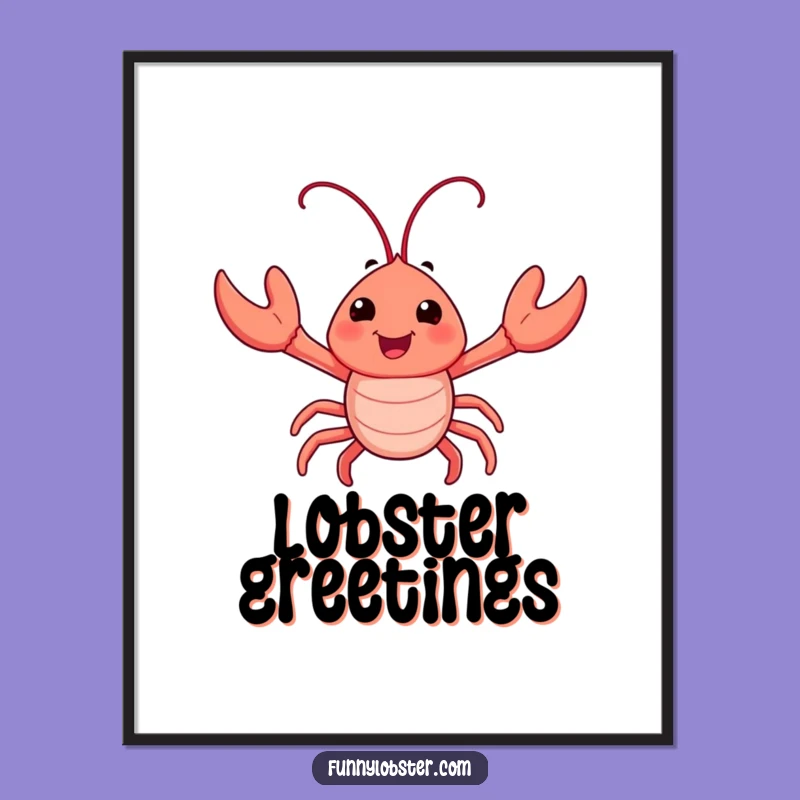 Funny Happy Lobster Wave Digital Art Print - Cheerful Wall Decor Gift
