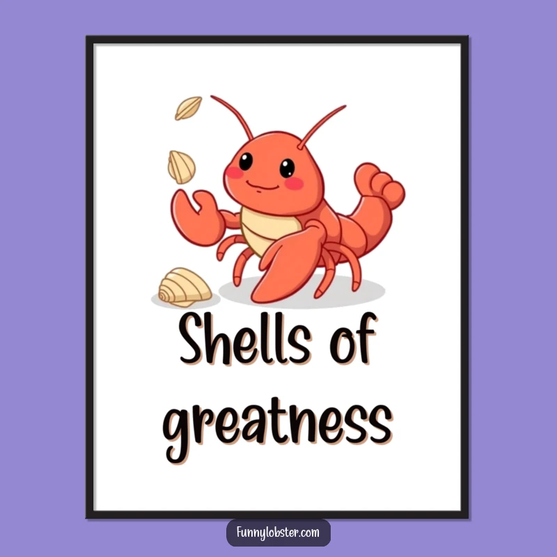 Funny Kawaii Lobster Juggling Digital Print: Instant Charm for Your Walls