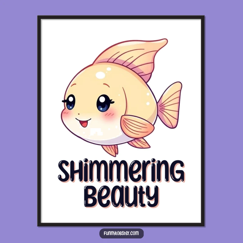 Funny Kawaii Angelfish Digital Print: Shimmering Art for Your Walls