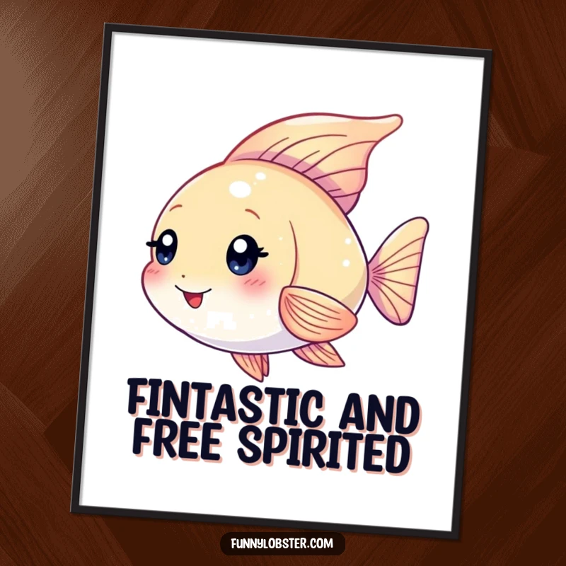 Funny Free Printable Wall Art: A kawaii angelfish character with shimmering fins fluttering playfully, adding a touch of whimsy.