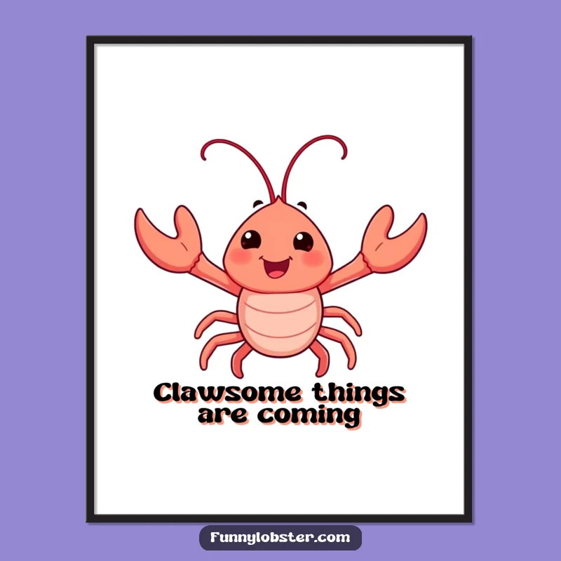 Free Printable Wall Art: Happy Lobster Waves, Funny Downloadable Decor