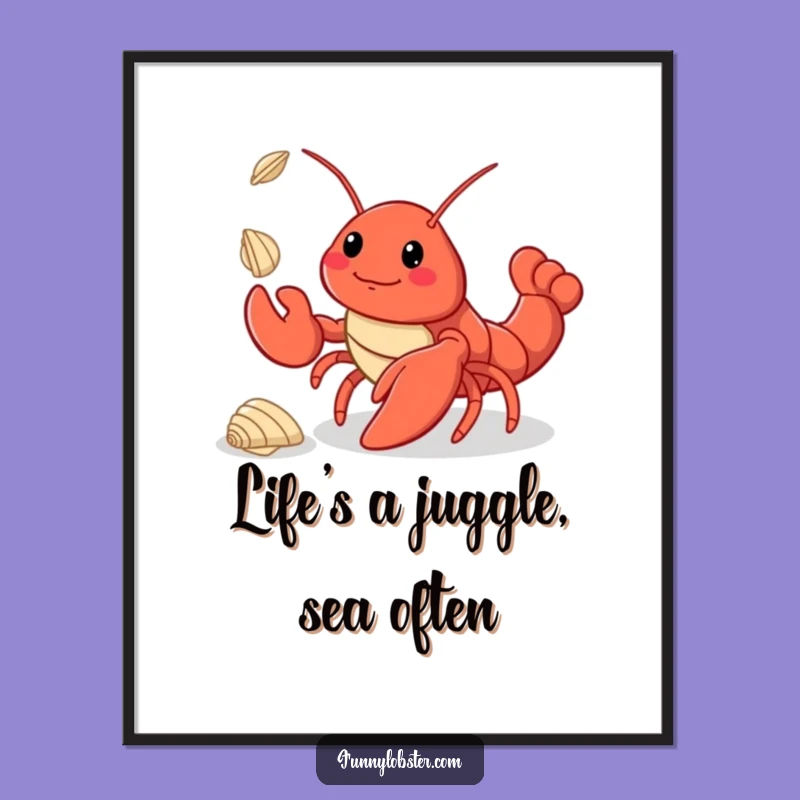 Free Printable Wall Art: Kawaii Lobster Juggler - Whimsical Downloadable Decor!