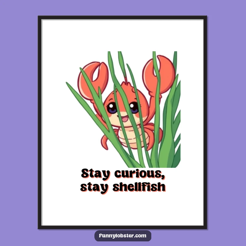 Free Printable Wall Art: Peek-a-Boo Lobster - Downloadable Humorous Decor Gift