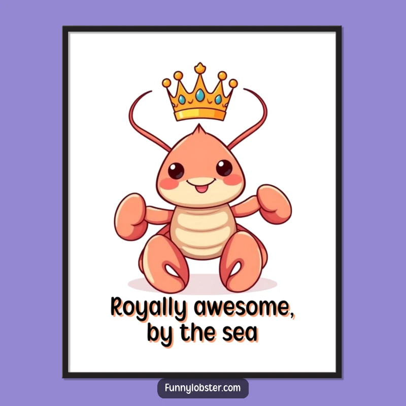 Free Printable Wall Art: Regal Kawaii Lobster - Majestic Downloadable Decor!