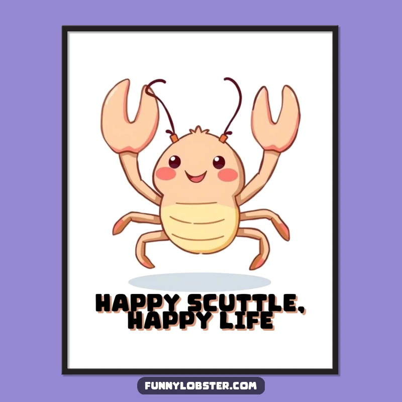 Free Printable Wall Art: Kawaii Lobster Scuttle Joyful Funny Downloadable Art