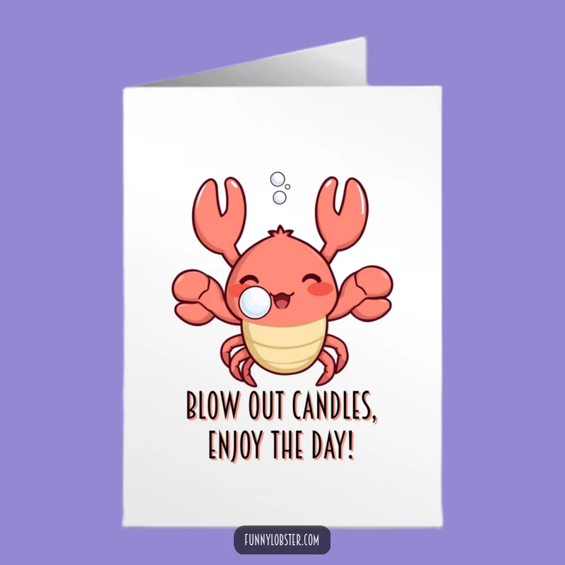 Free Printable Birthday Card: Kawaii Lobster Bubble - Relaxed Downloadable Fun!