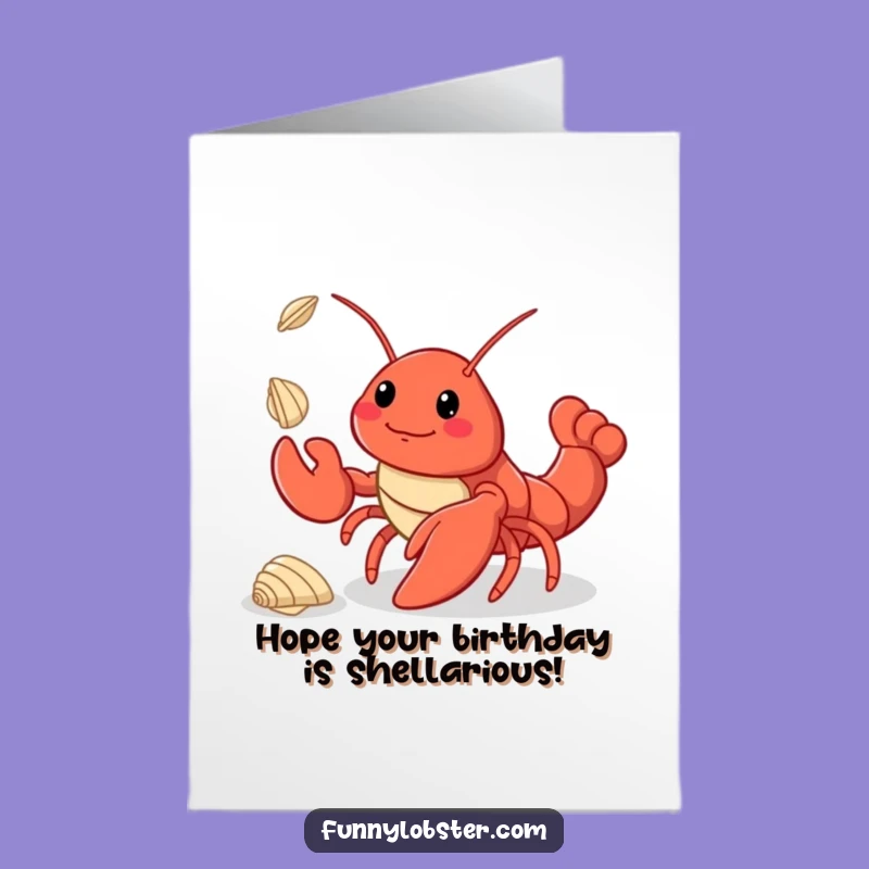 Free Printable Birthday Card: Kawaii Lobster Juggler - Unique Downloadable Fun!