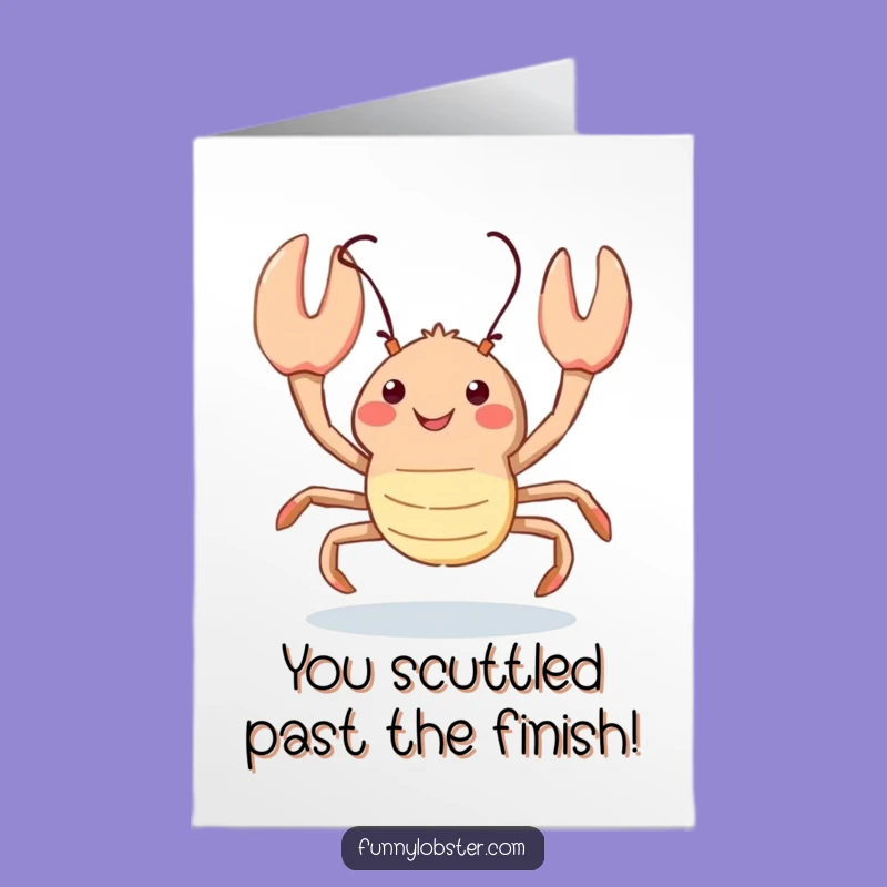 Free Printable Congrats Card: Kawaii Lobster Scuttle Success Funny Downloadable Gift