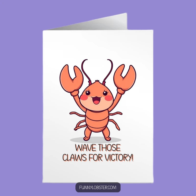 Free Printable Congrats Card: Kawaii Lobster Dance - Fun Downloadable!