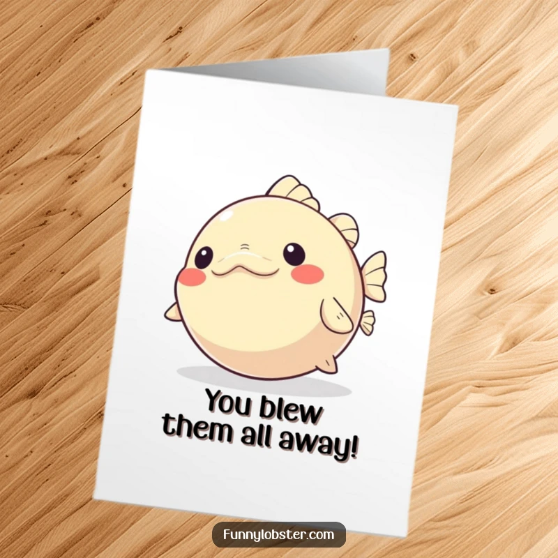 Funny Free Printable Pufferfish Congratulations Card: A cute pufferfish inflates with glee, celebrating good news.