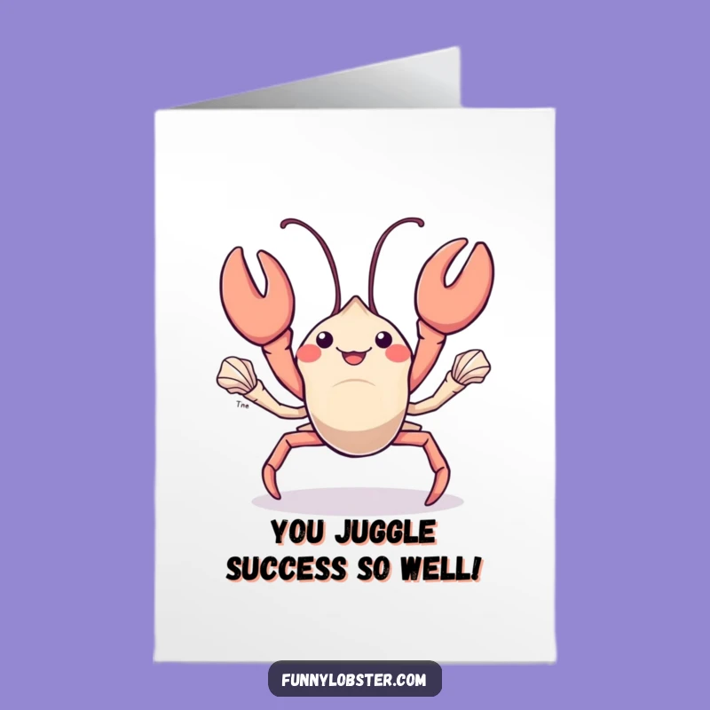 Free Printable Congrats Card: Kawaii Lobster Seashell Skill Funny Downloadable Gift