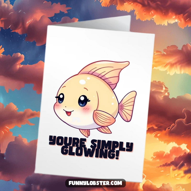 Funny Free Printable Congratulations Card: A kawaii angelfish character's shimmering fins flutter playfully, celebrating a wonderful achievement.