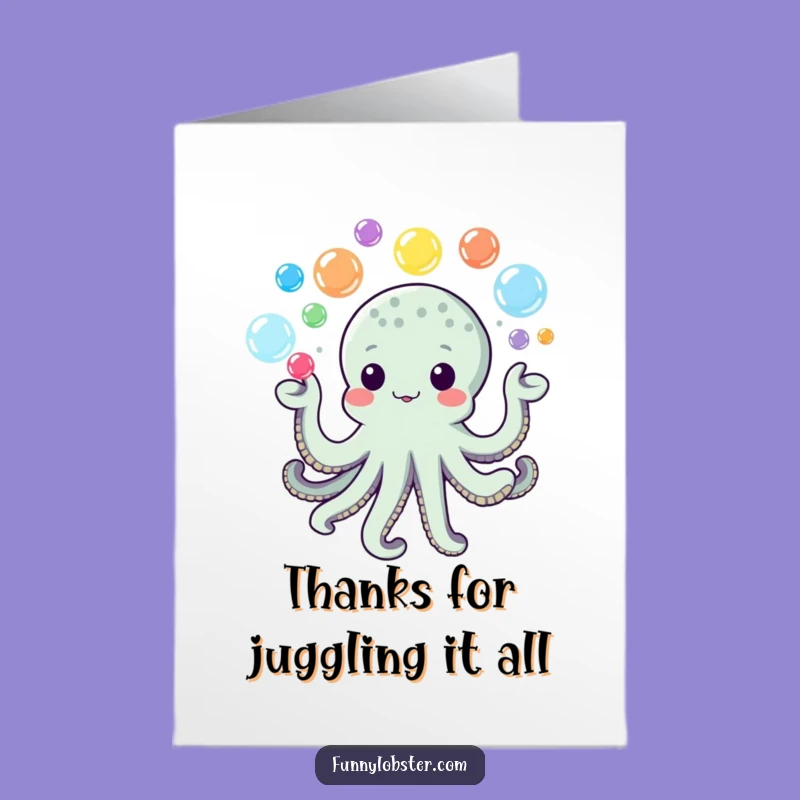 Free Printable Octopus Thank You Card - Juggling Bubbles Downloadable Gift