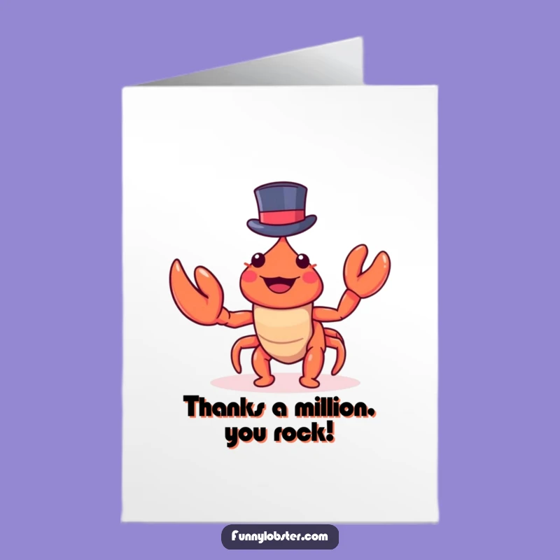 Free Printable Thank You Card: Kawaii Lobster Top Hat Thanks Funny Downloadable