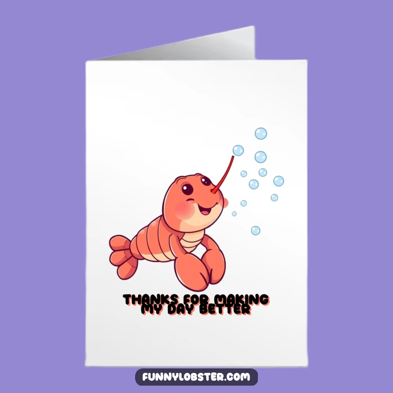 Free Printable Thank You Card: Funny Lobster Bubbles - Downloadable Gratitude Gift