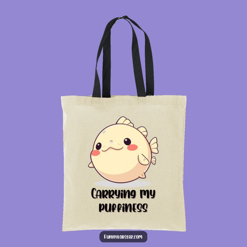 Funny Kawaii Pufferfish Tote Bag: Carry Your Glee, Gift